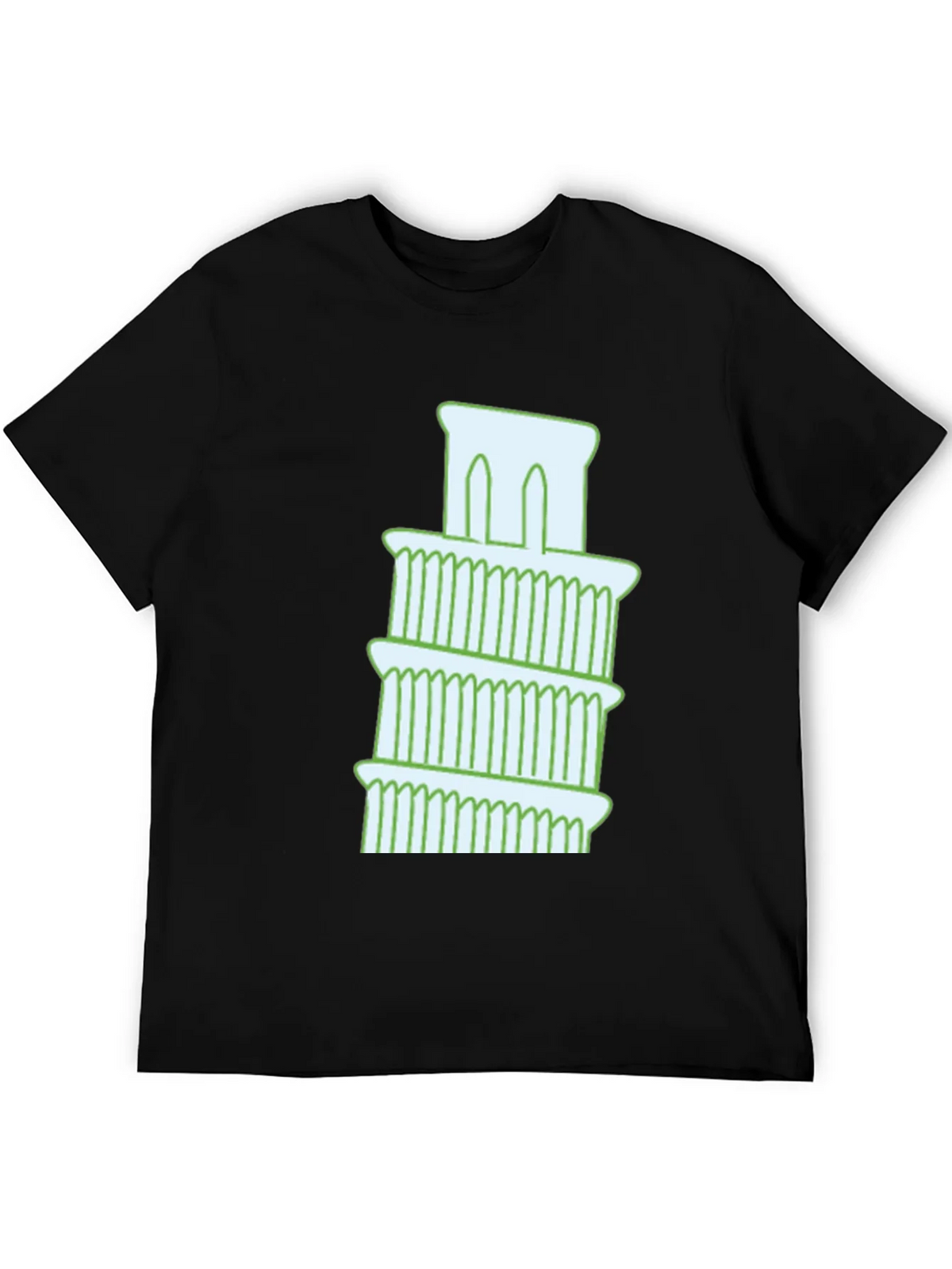 Leaning Tower Graphic Tee - Black Cotton T-Shirt product image 5