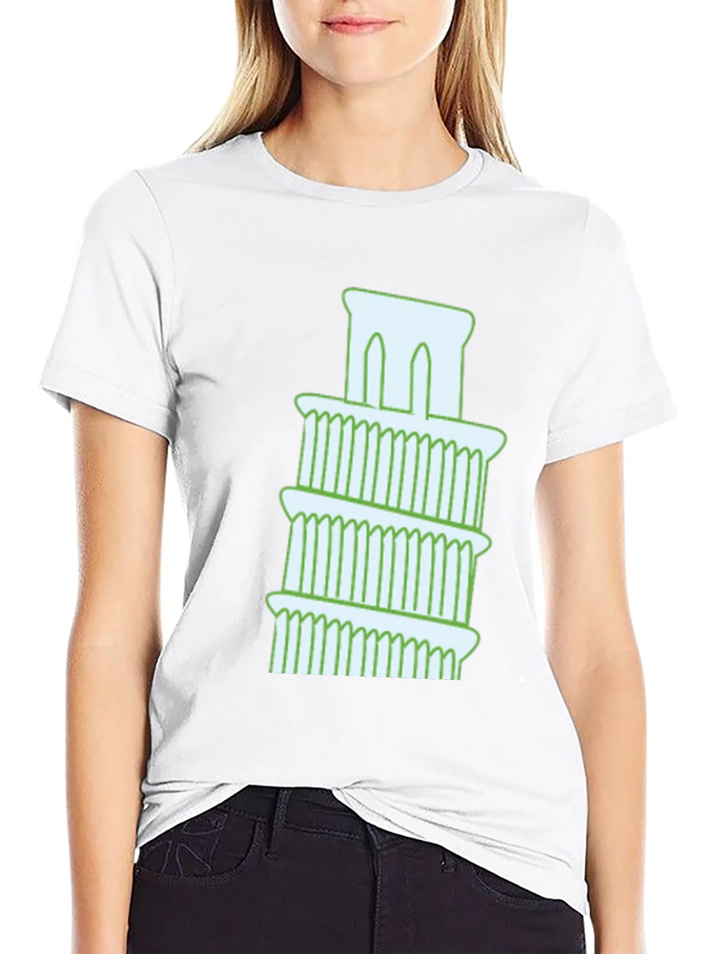 Leaning Tower Graphic Tee - Black Cotton T-Shirt product image 8