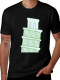 Leaning Tower Graphic Tee - Black Cotton T-Shirt product image 1