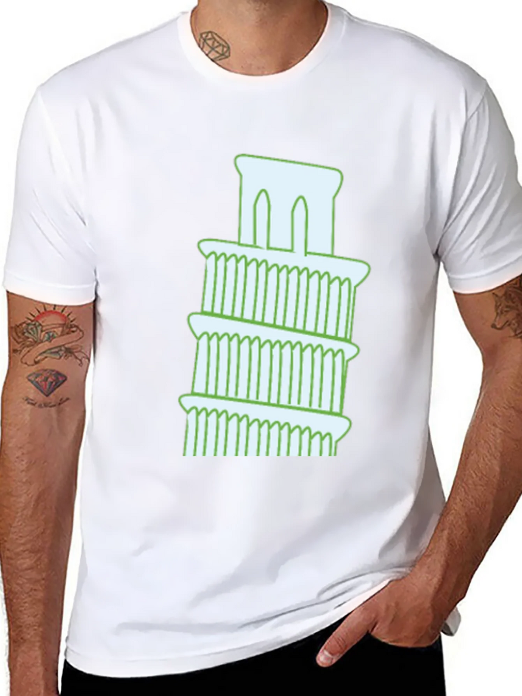 Leaning Tower Graphic Tee - Black Cotton T-Shirt product image 7