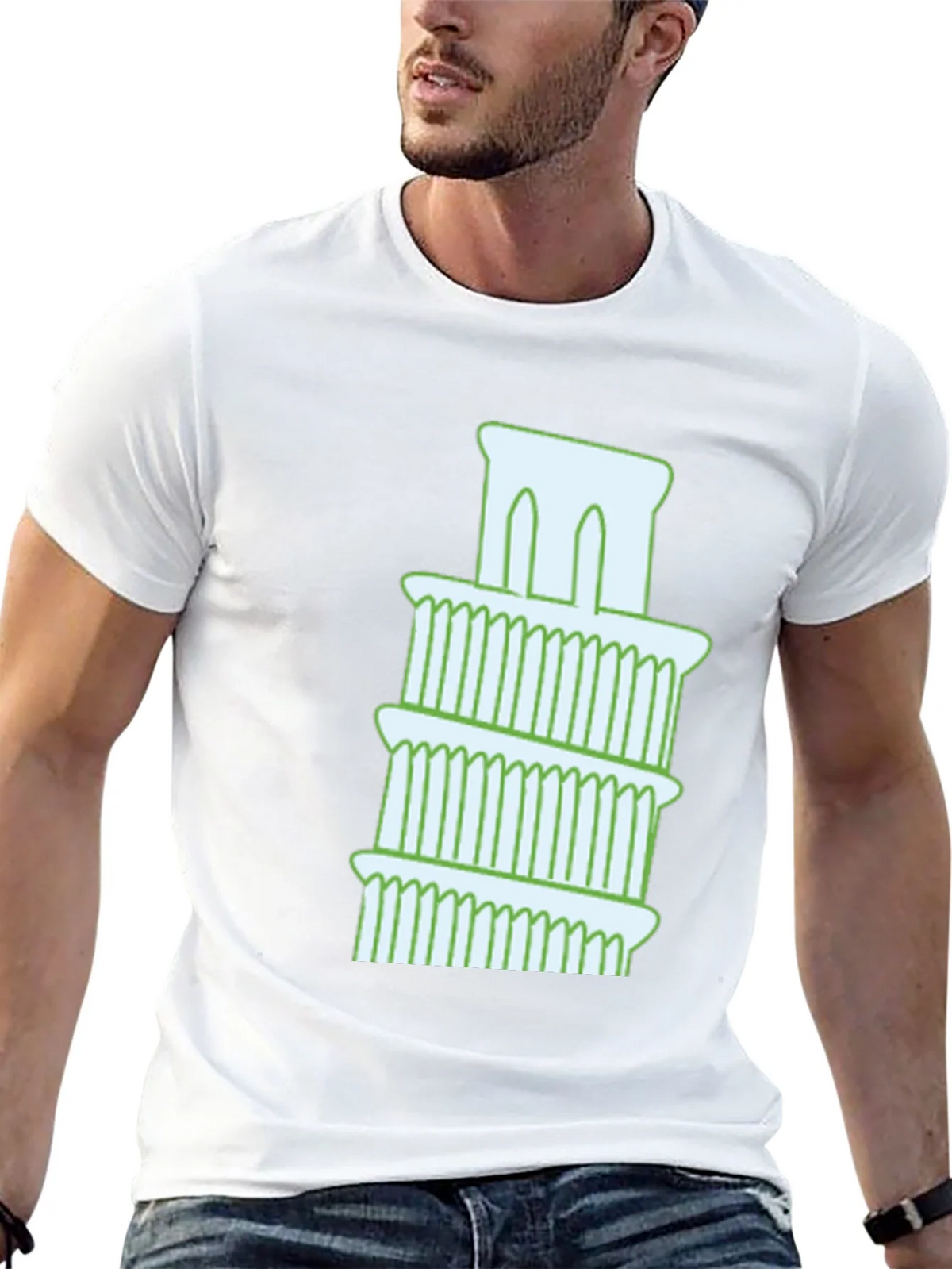 Leaning Tower Graphic Tee - Black Cotton T-Shirt product image 12