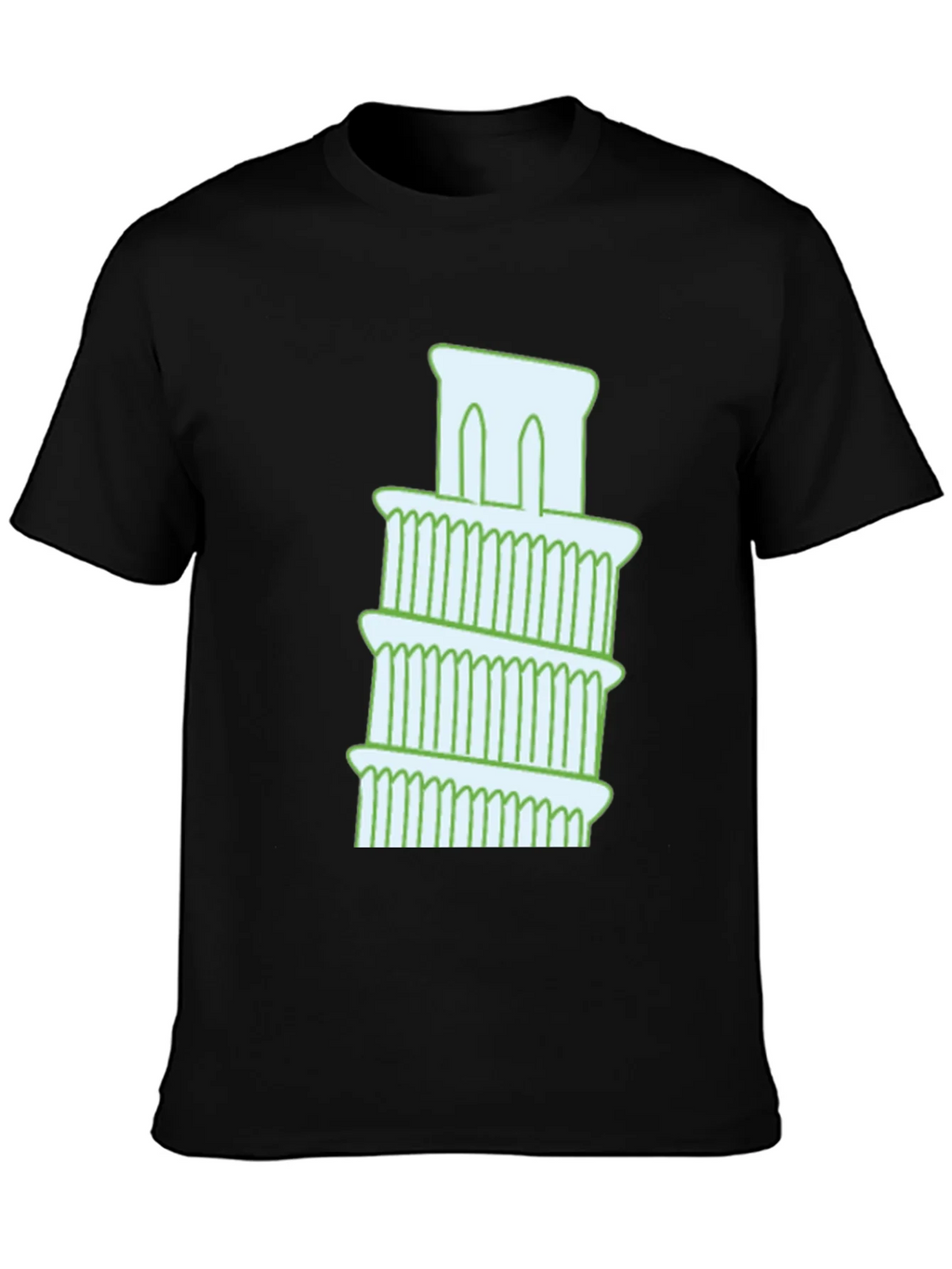Leaning Tower Graphic Tee - Black Cotton T-Shirt product image 3
