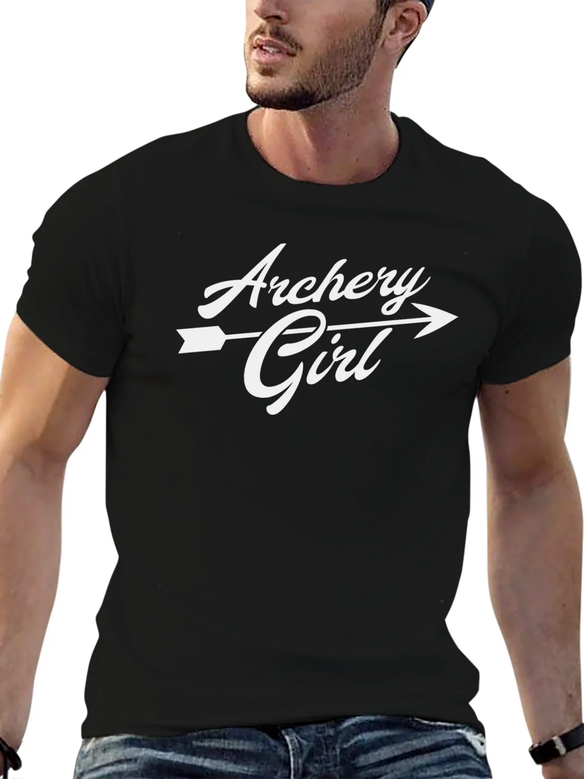 Archery Girl T-Shirt - Black Casual Graphic Tee product image 6
