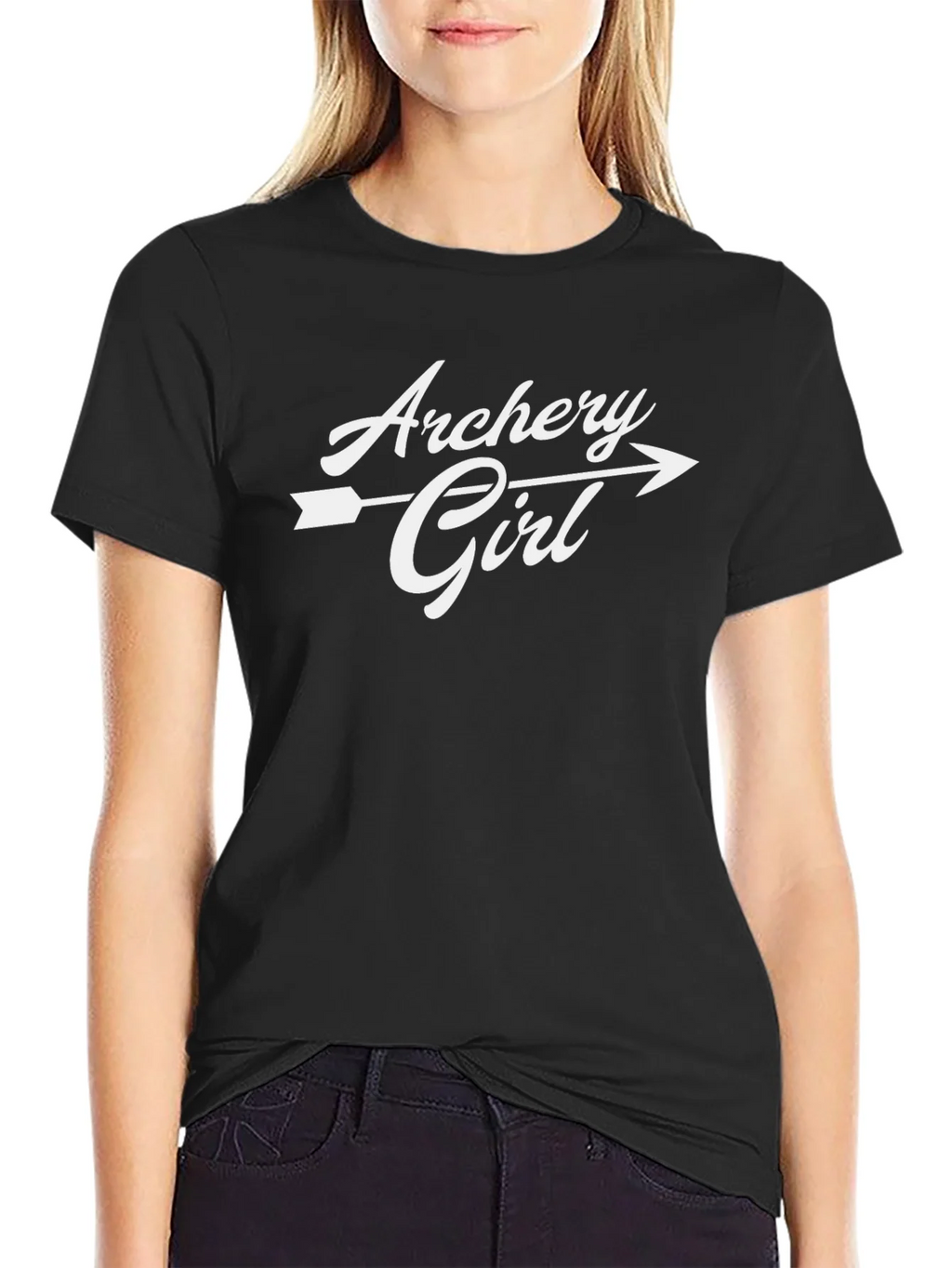 Archery Girl T-Shirt - Black Casual Graphic Tee product image 2