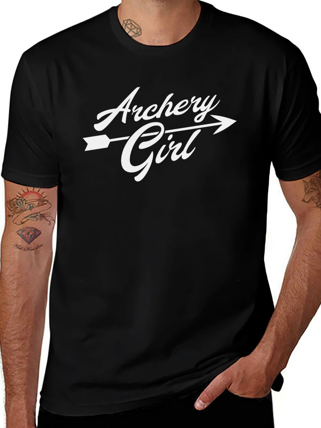 Archery Girl T-Shirt - Black Casual Graphic Tee product image 1