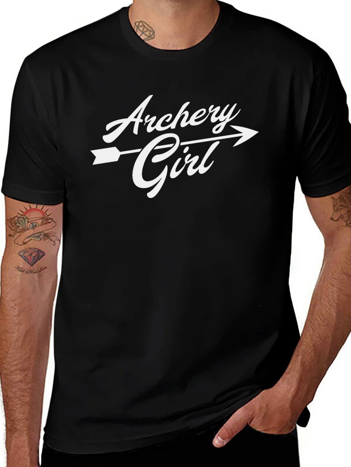 Archery Girl T-Shirt - Black Casual Graphic Tee product image 1
