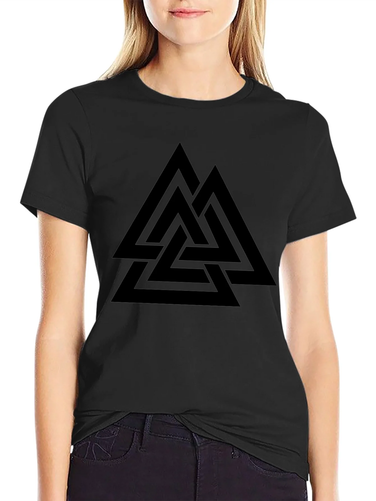 Valknut Black T-Shirt - Norse Viking Symbol product image 2