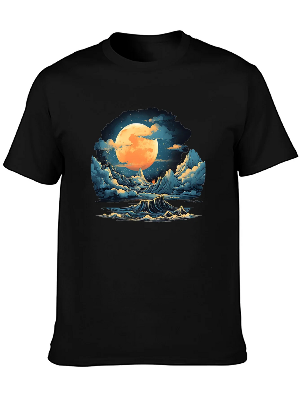 Full Moon Ocean Wave Graphic Tee - Stylish Black T-Shirt product image 3