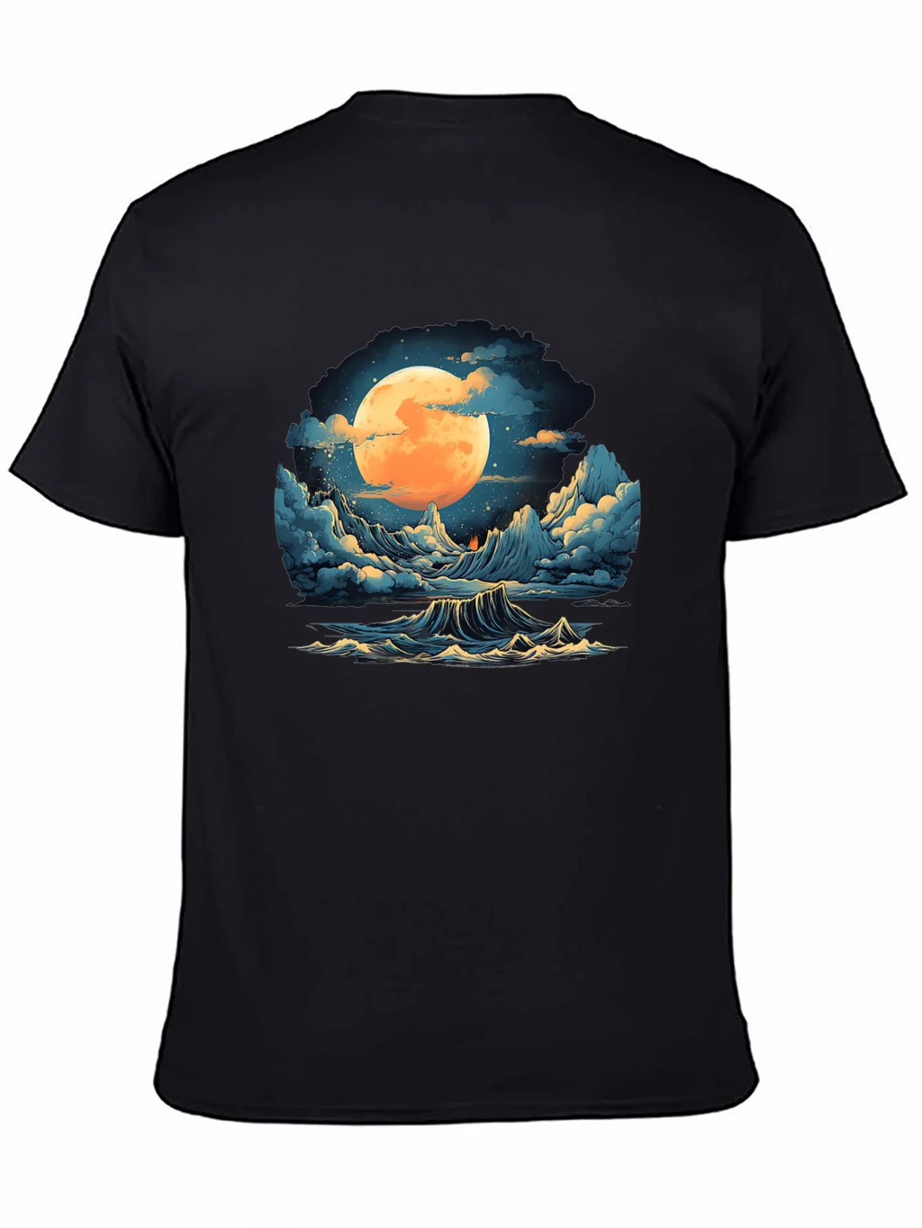 Full Moon Ocean Wave Graphic Tee - Stylish Black T-Shirt product image 4