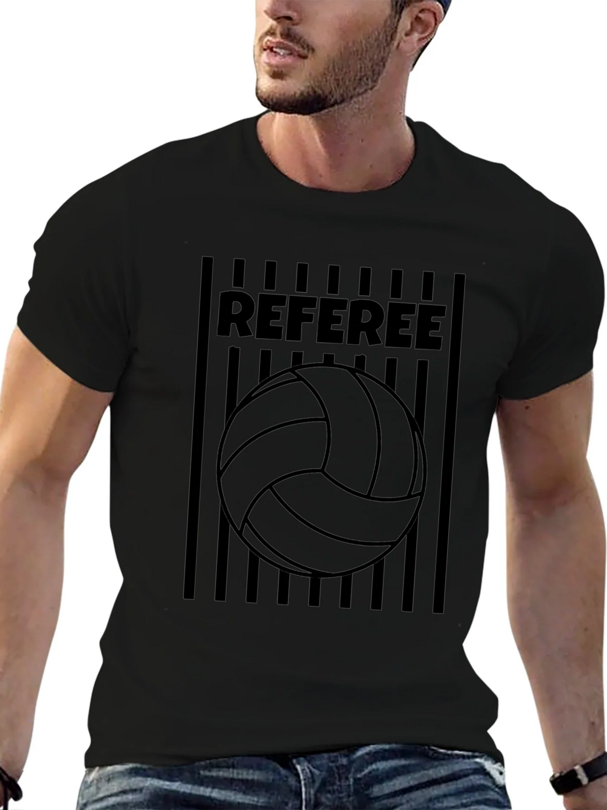 Referee Volleyball T-Shirt - Black Graphic Tee product image 6