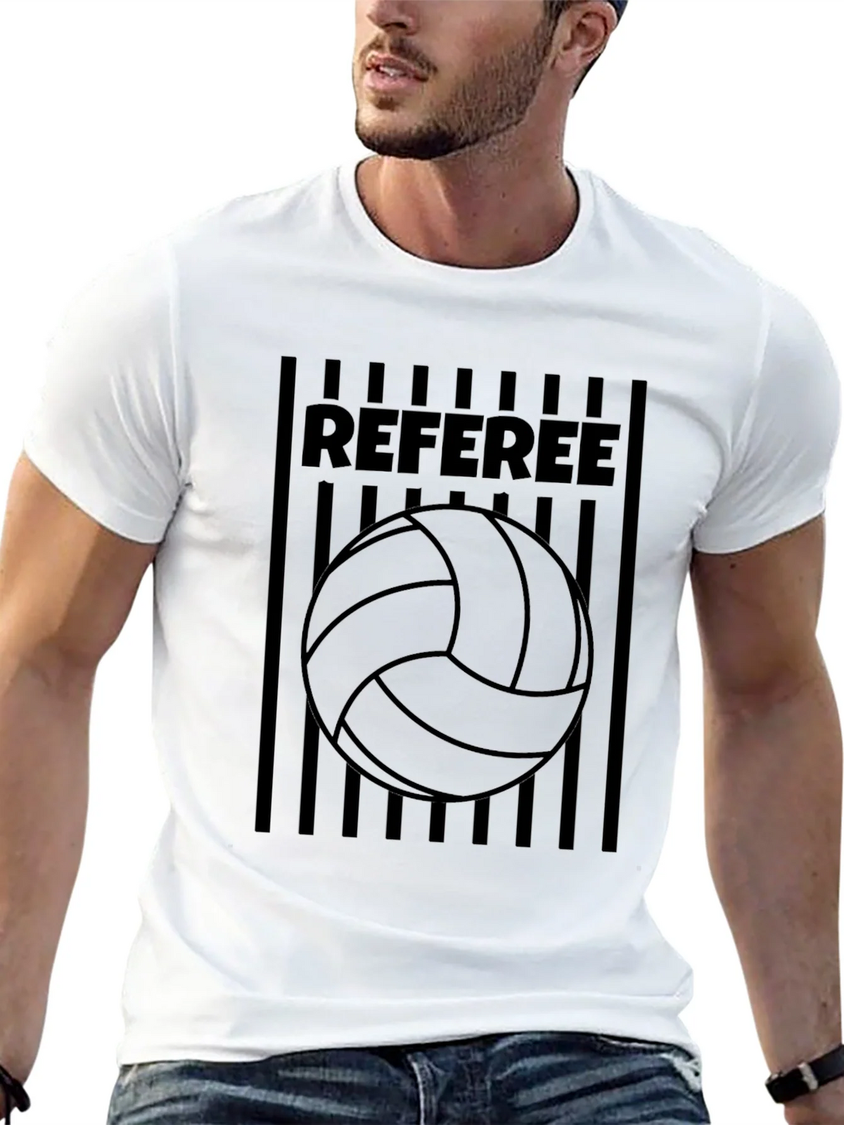 Referee Volleyball T-Shirt - Black Graphic Tee product image 12