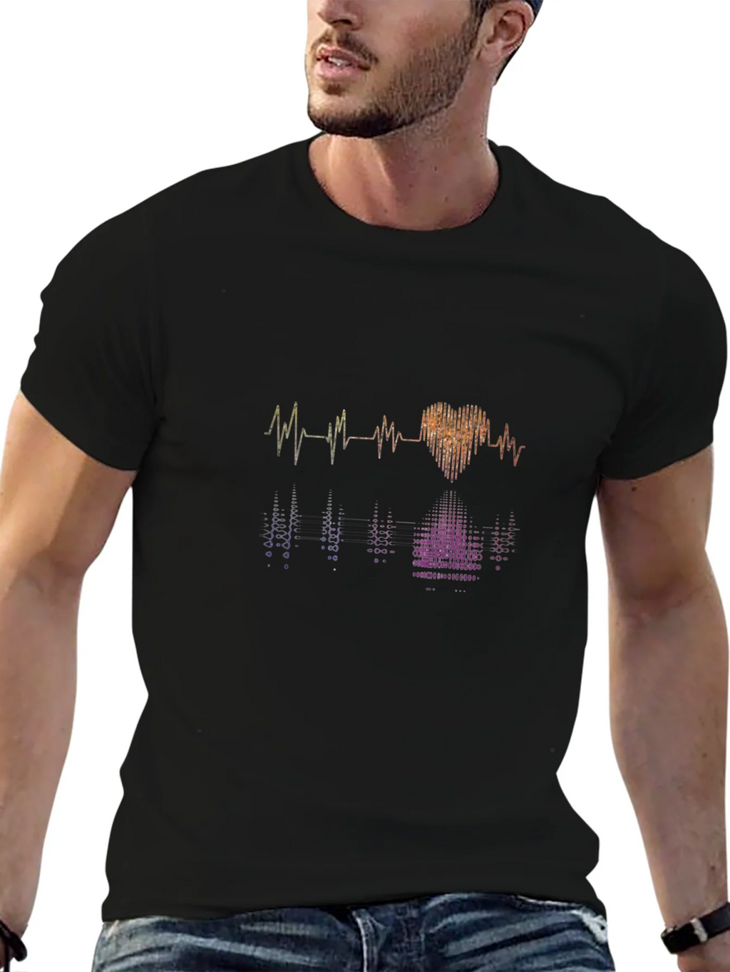 Heartbeat Graphic Tee - Stylish Black Cotton T-Shirt product image 6