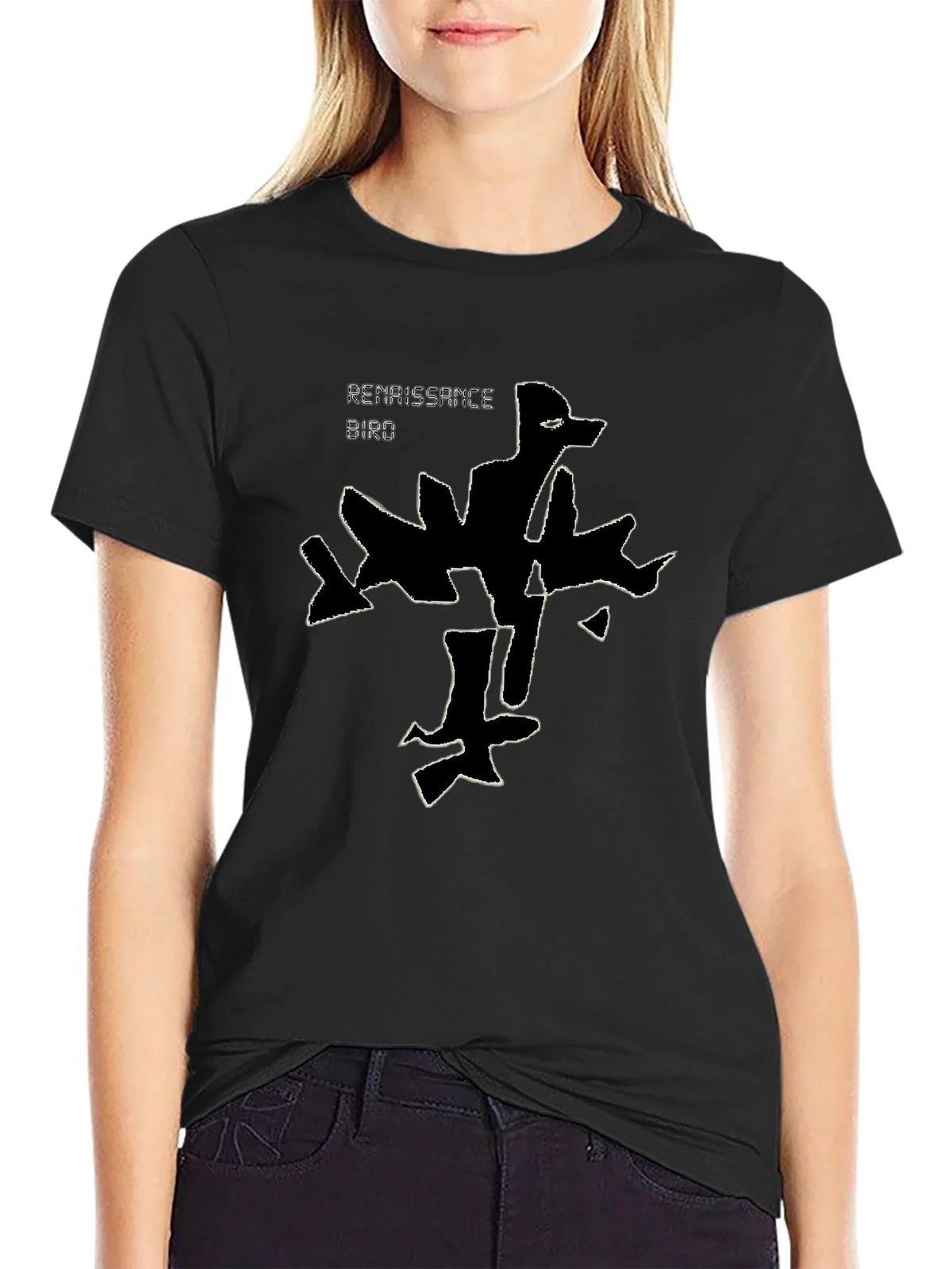 Renaissance Bird Graphic Tee - Black Cotton T-Shirt product image 2