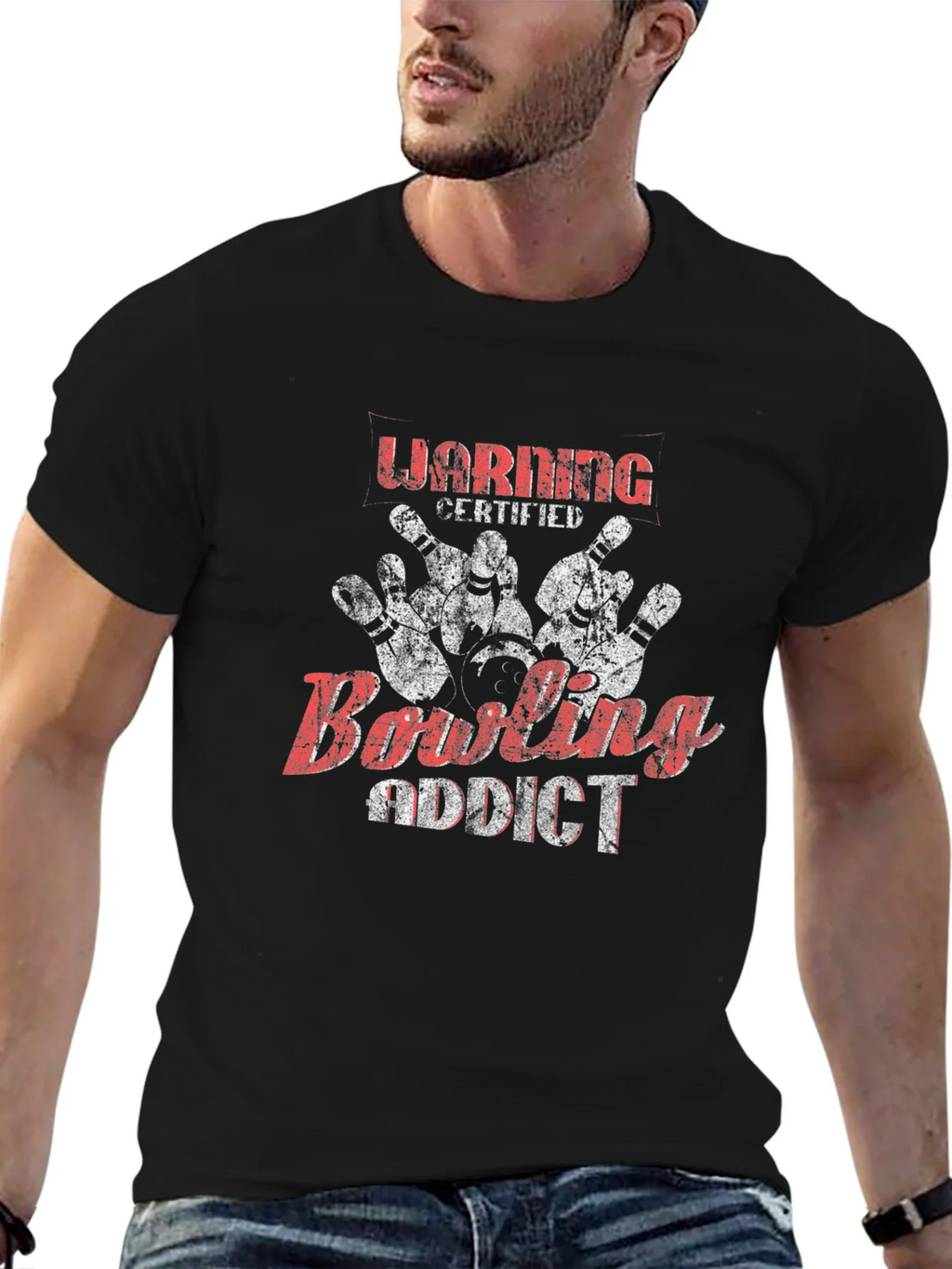 Bowling Addict Black T-Shirt product image 6