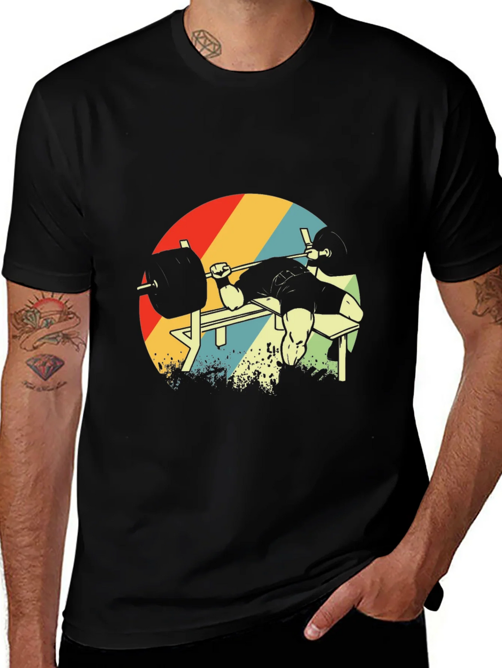 Retro Gym Bench Press Workout T-Shirt product image 1