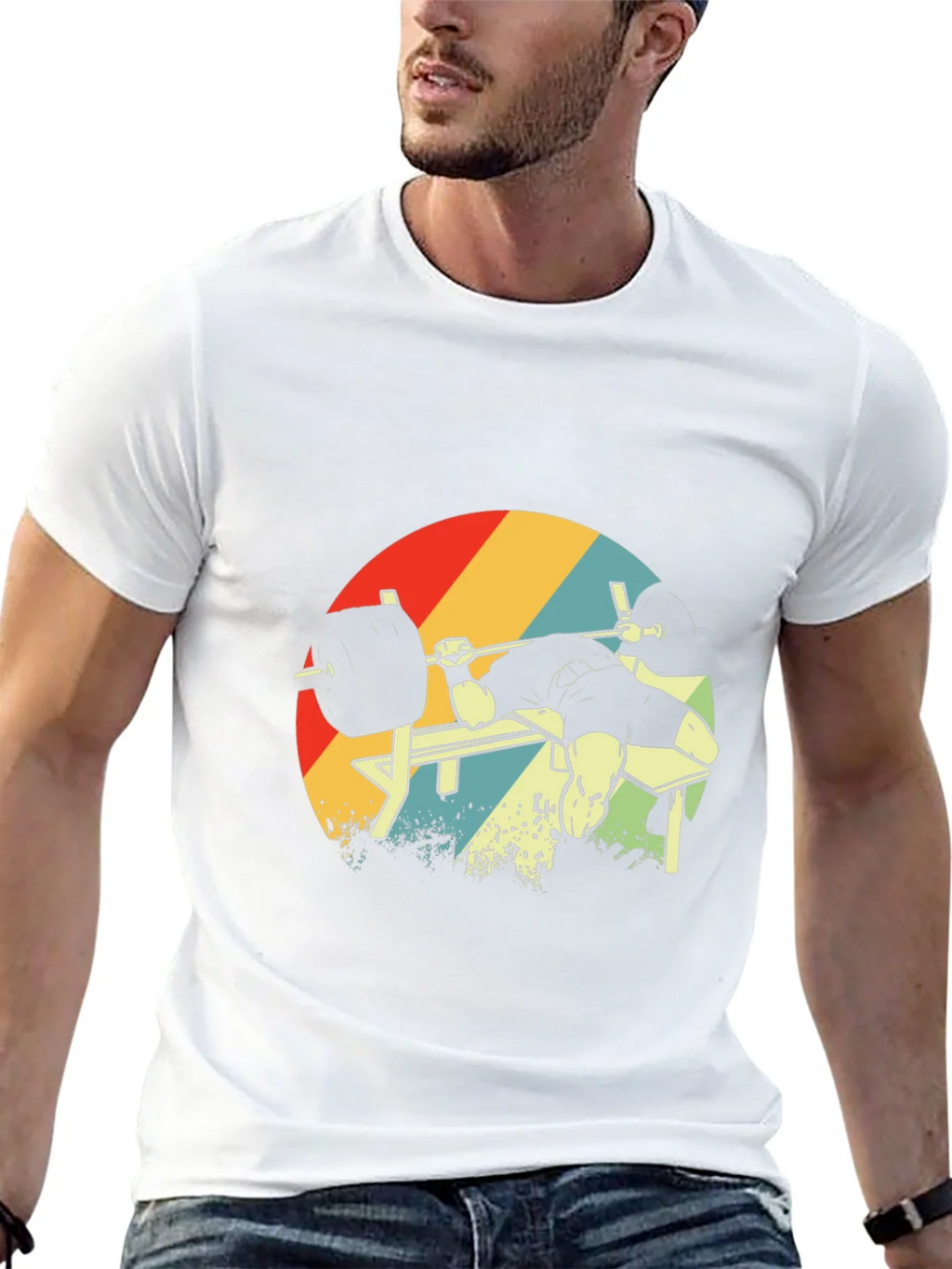 Retro Gym Bench Press Workout T-Shirt product image 12