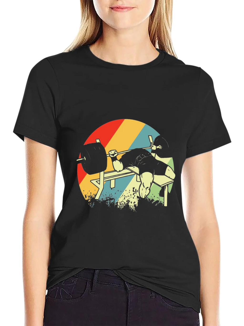 Retro Gym Bench Press Workout T-Shirt product image 2