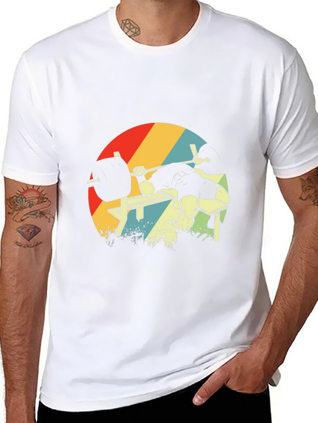 Retro Gym Bench Press Workout T-Shirt product image 7
