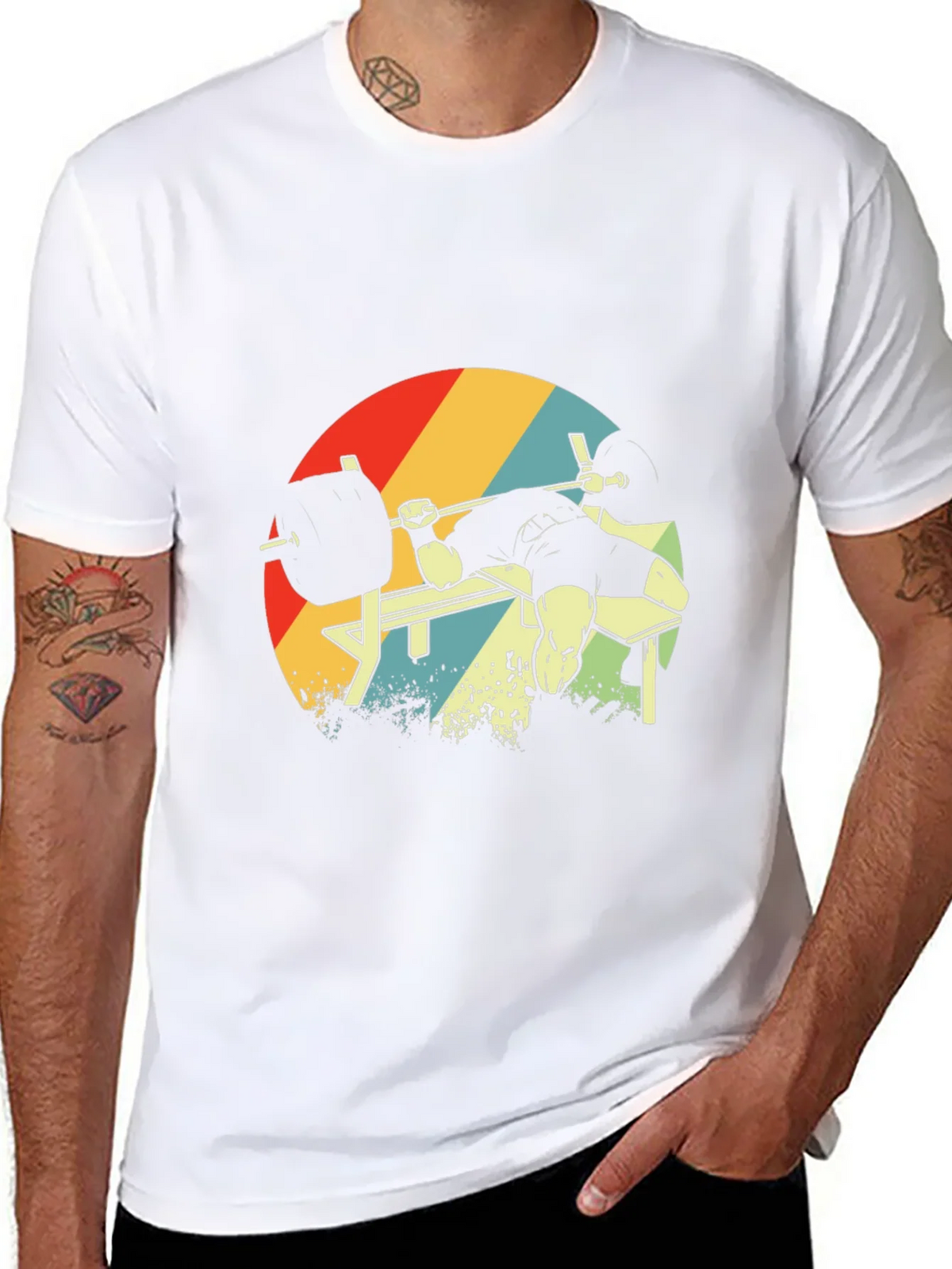 Retro Gym Bench Press Workout T-Shirt product image 7