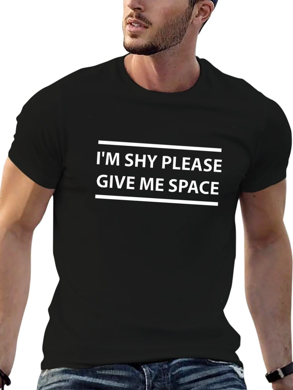 Shy Space Black T-Shirt Funny Introvert Tee product image 6
