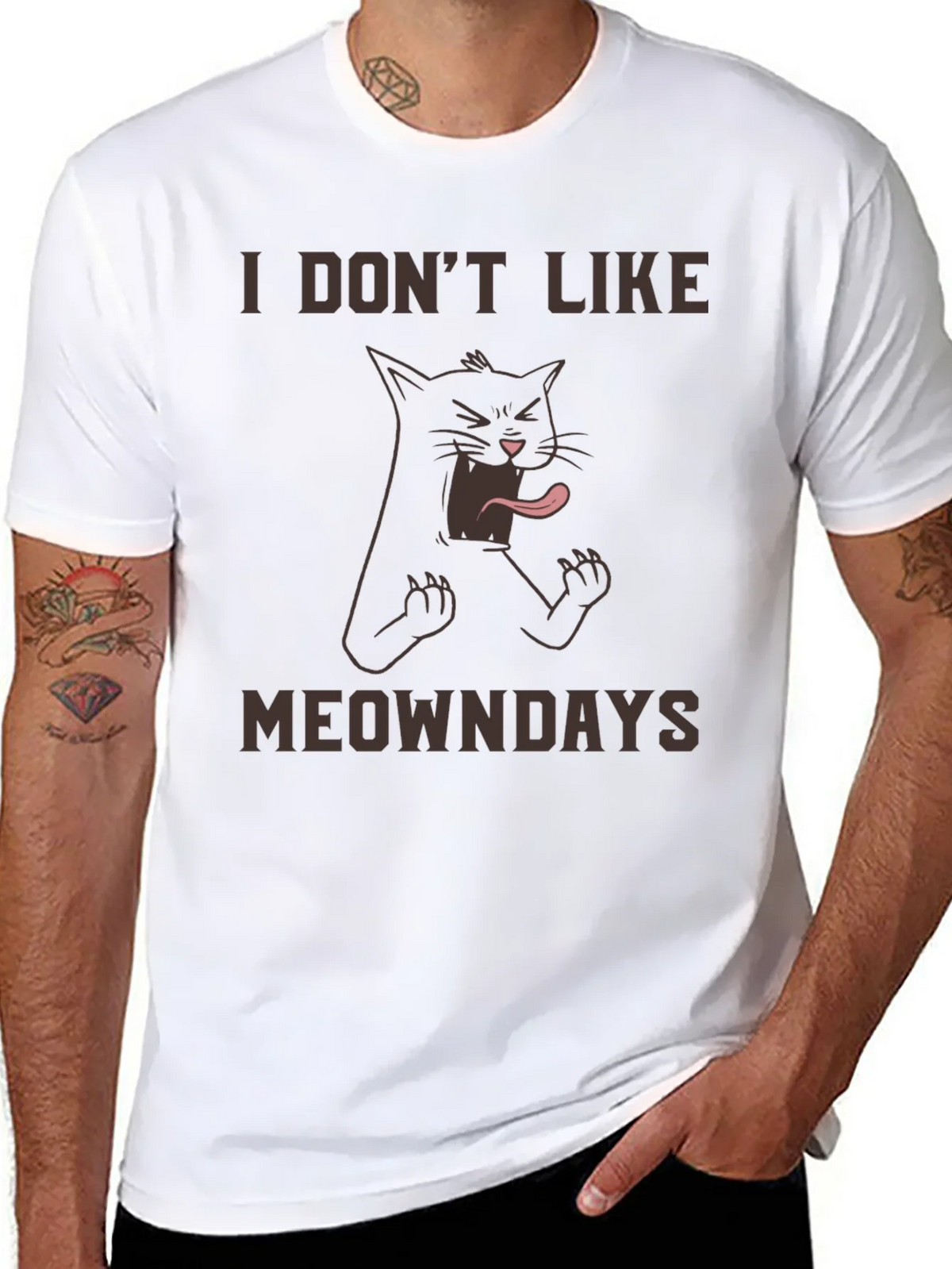 I Dont Like Meowndays Black T-Shirt product image 7