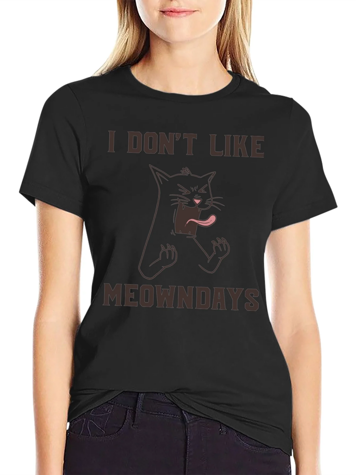 I Dont Like Meowndays Black T-Shirt product image 2