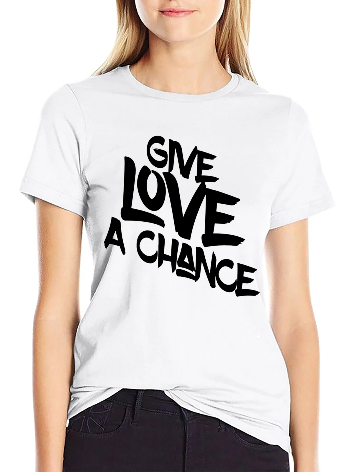 Give Love A Chance Black Graphic T-Shirt product image 8