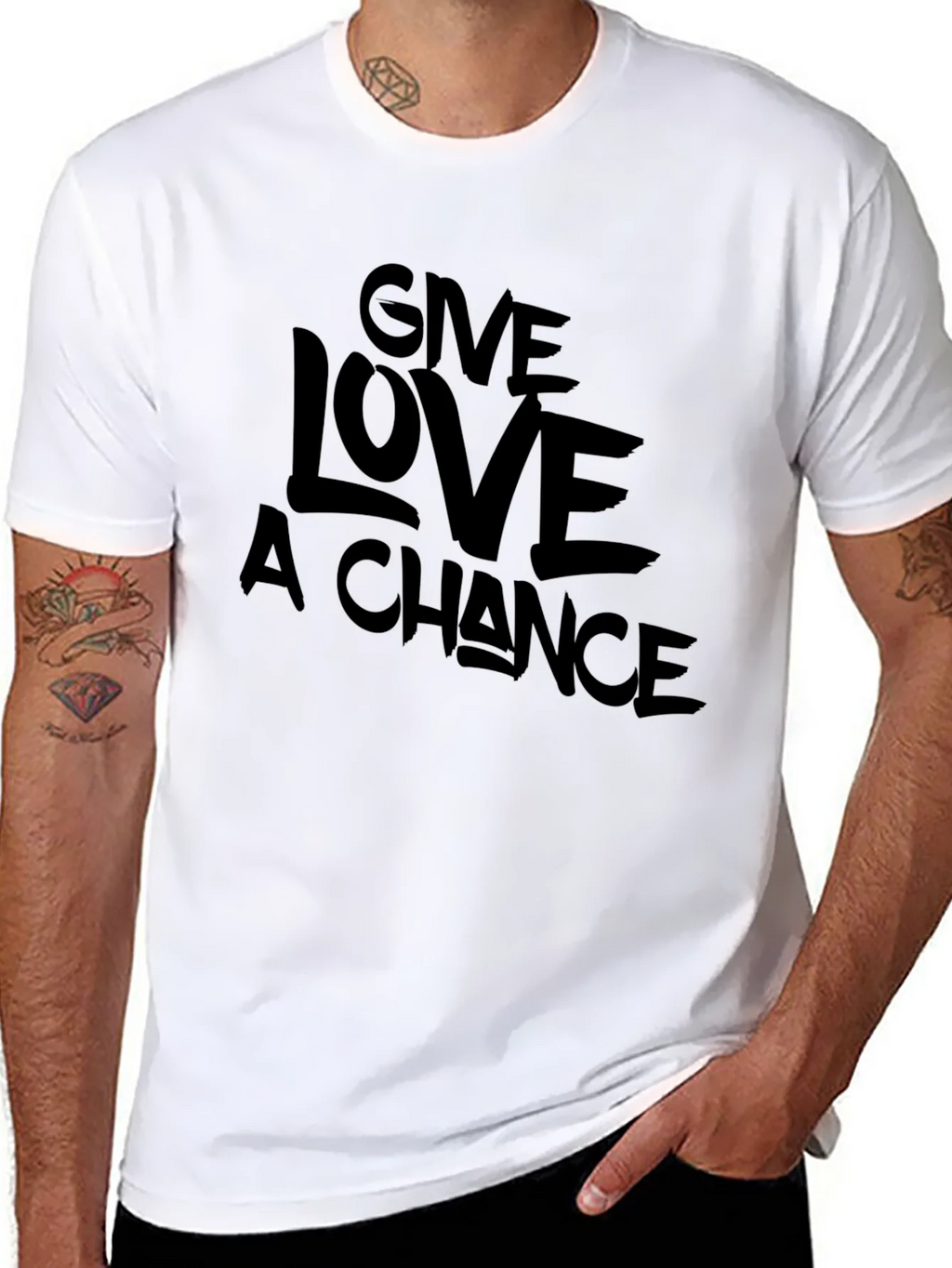 Give Love A Chance Black Graphic T-Shirt product image 7