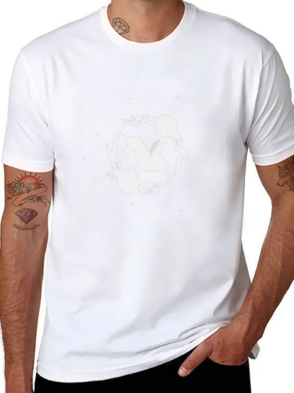 Unicorn Floral T-Shirt - Black Cotton Tee product image 7