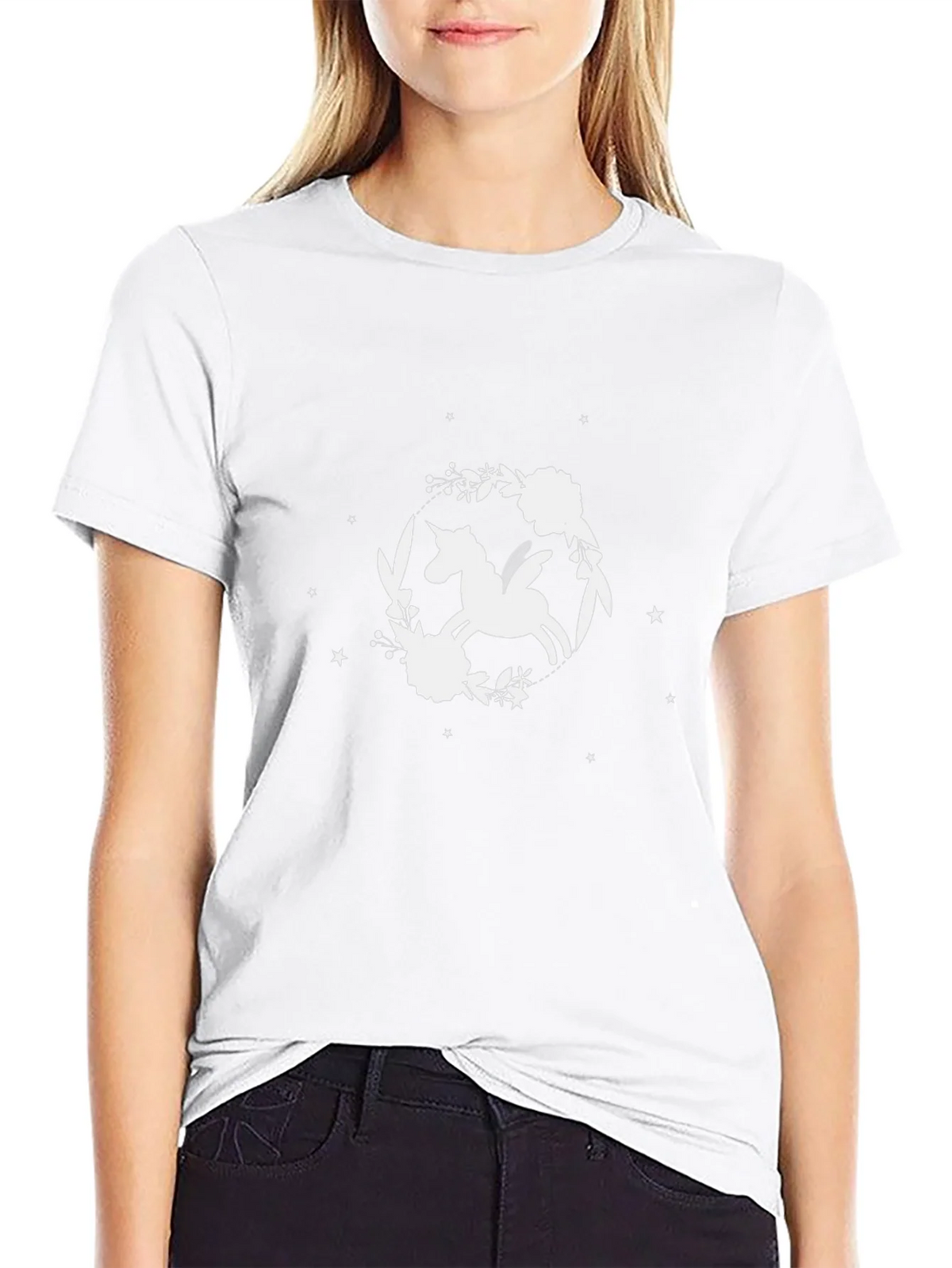 Unicorn Floral T-Shirt - Black Cotton Tee product image 8