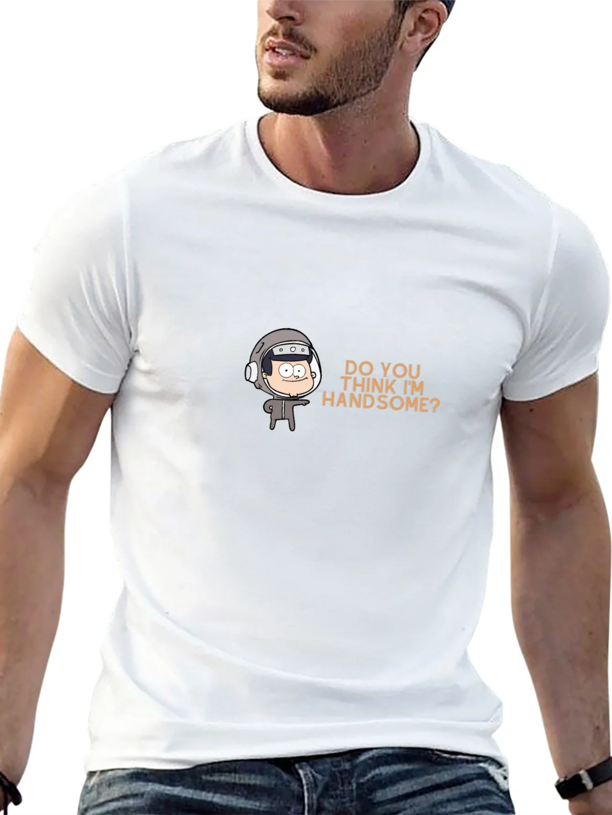 Humorous Cartoon Graphic Tee - Do You Think Im Handsome? product image 12