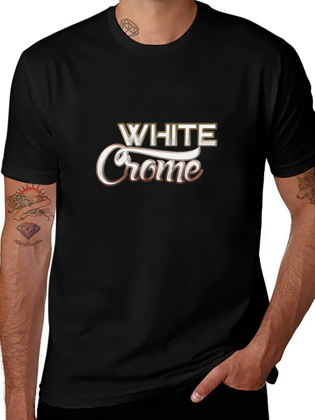 White Crome Graphic Black T-Shirt product image 1