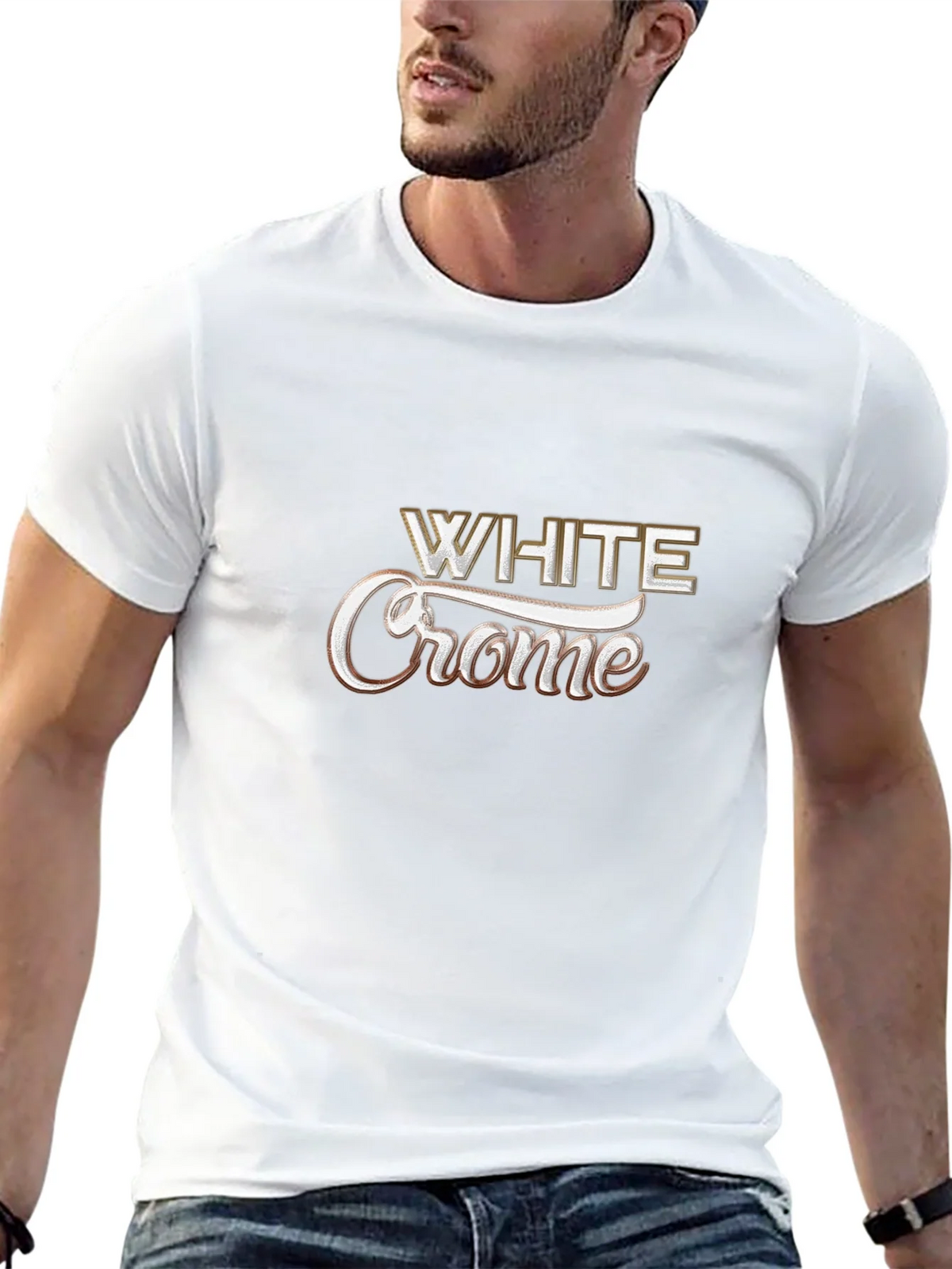 White Crome Graphic Black T-Shirt product image 12