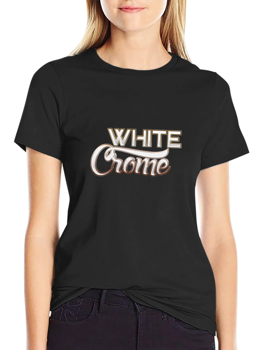 White Crome Graphic Black T-Shirt product image 2