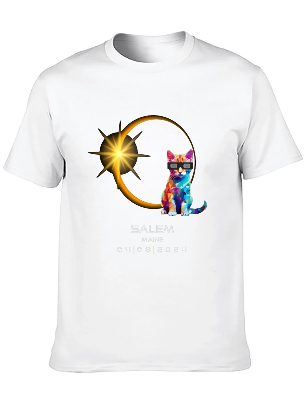 Salem Maine Eclipse 2024 Cat T-Shirt product image 9