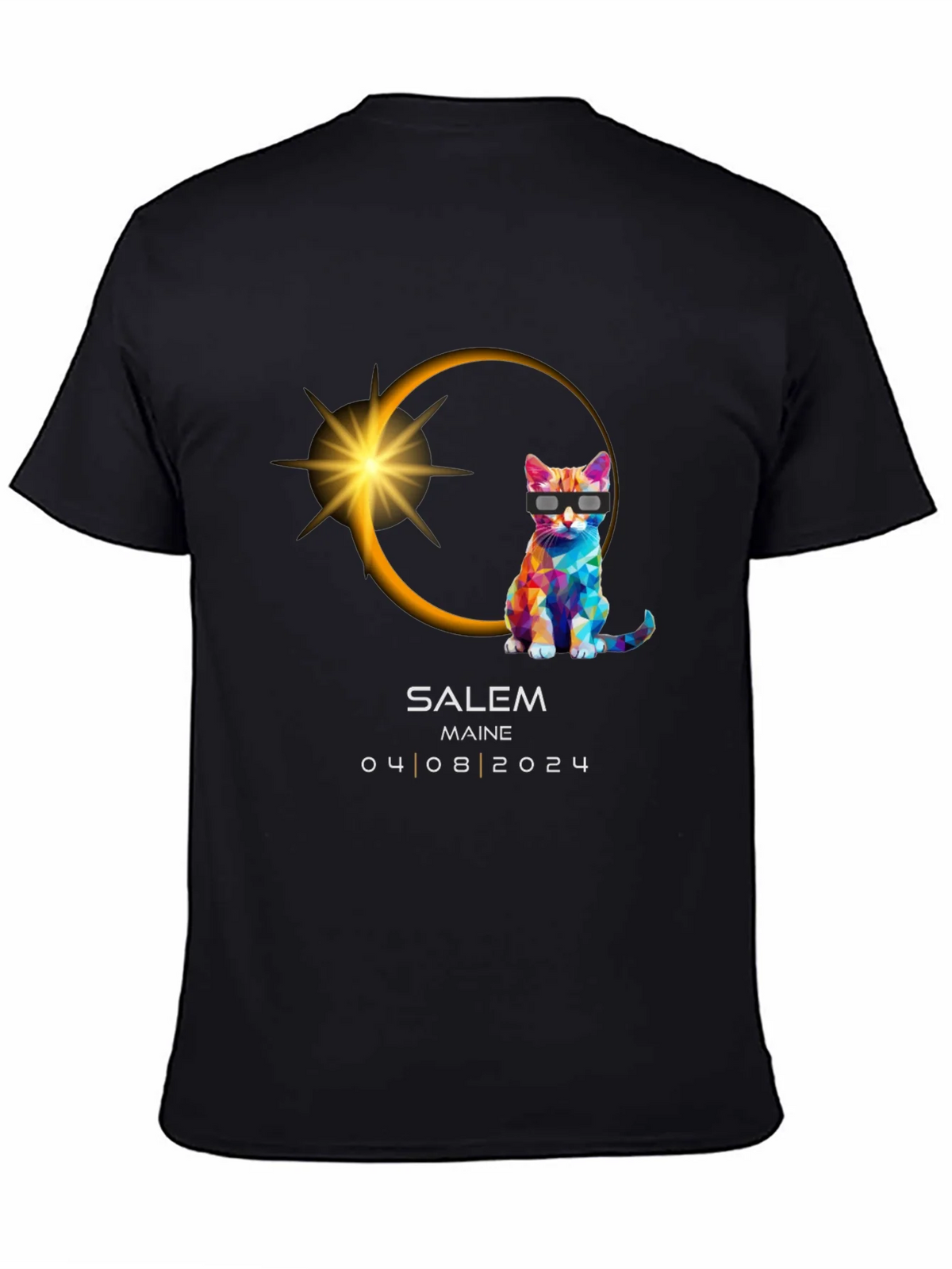 Salem Maine Eclipse 2024 Cat T-Shirt product image 4