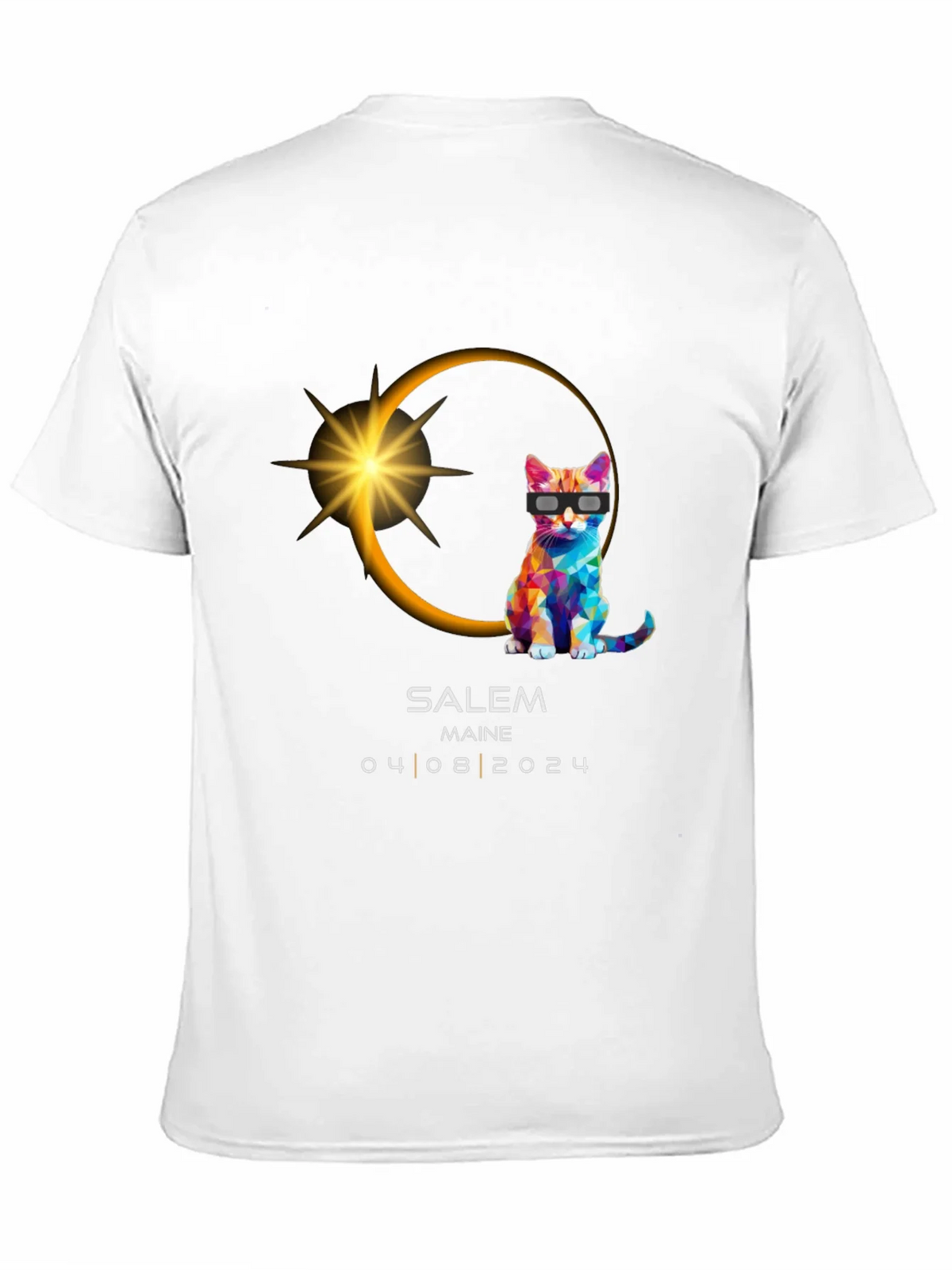Salem Maine Eclipse 2024 Cat T-Shirt product image 10