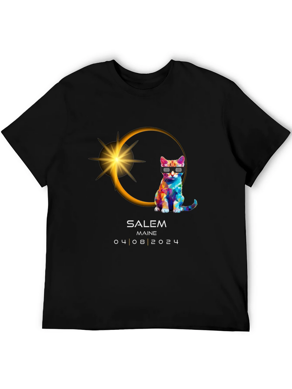 Salem Maine Eclipse 2024 Cat T-Shirt product image 5