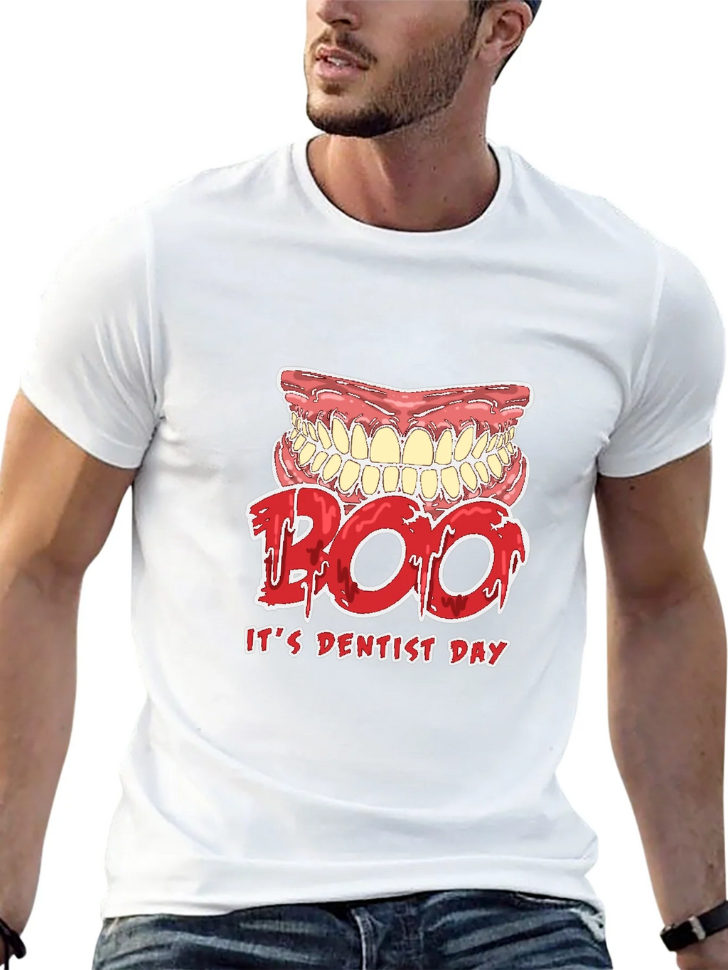 Dentist Day T-Shirt Boo Scary Teeth Design product image 12
