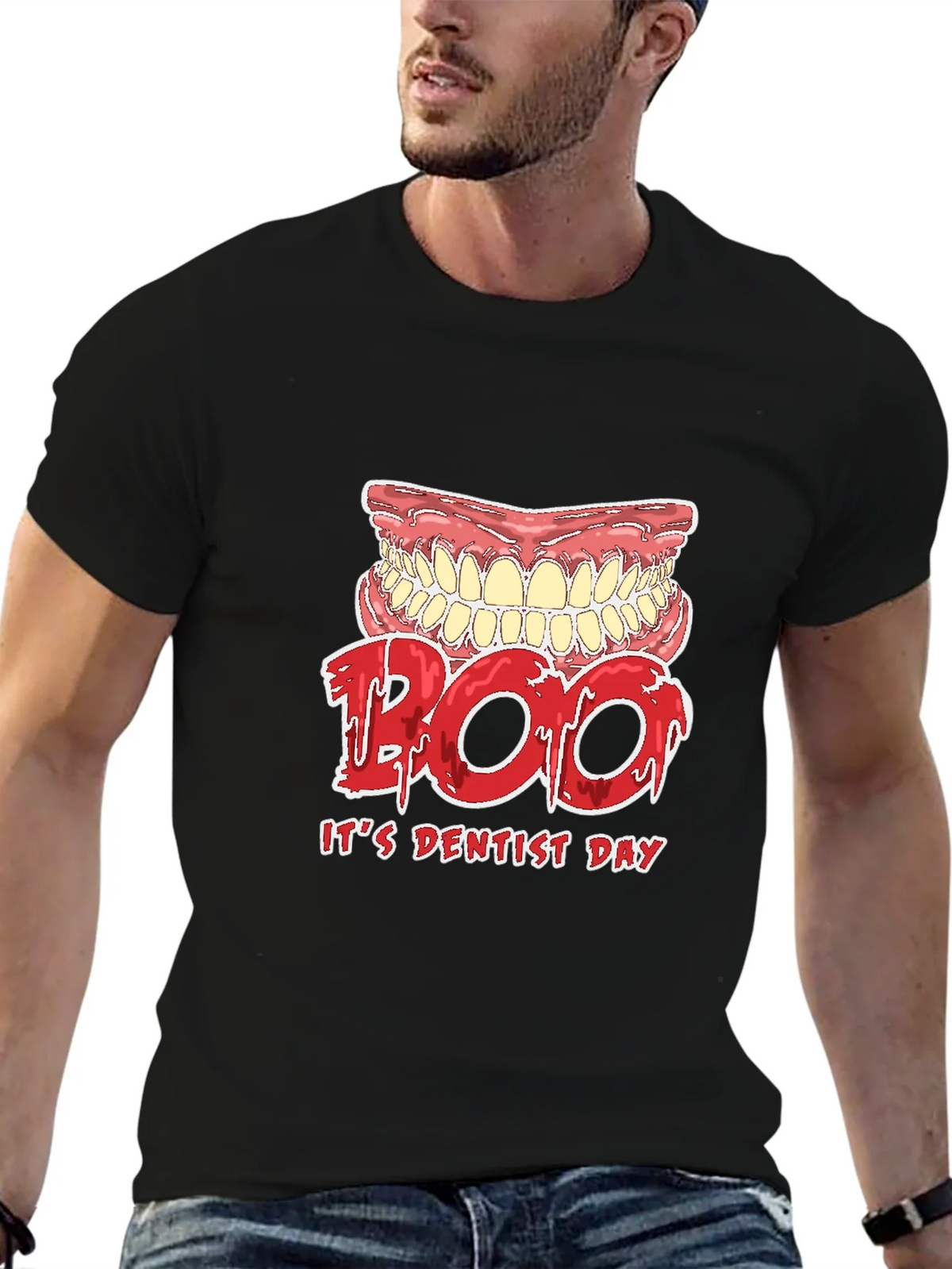 Dentist Day T-Shirt Boo Scary Teeth Design product image 6