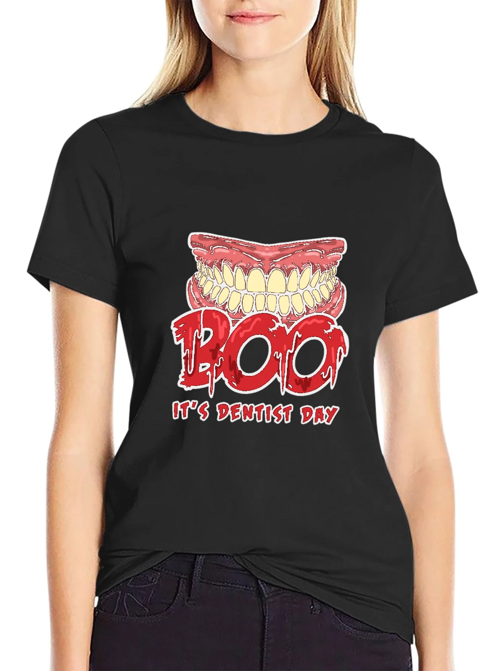 Dentist Day T-Shirt Boo Scary Teeth Design product image 2