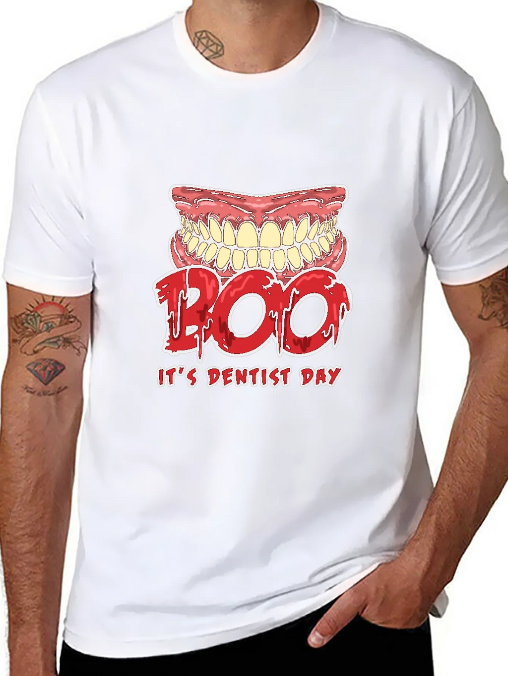 Dentist Day T-Shirt Boo Scary Teeth Design product image 7