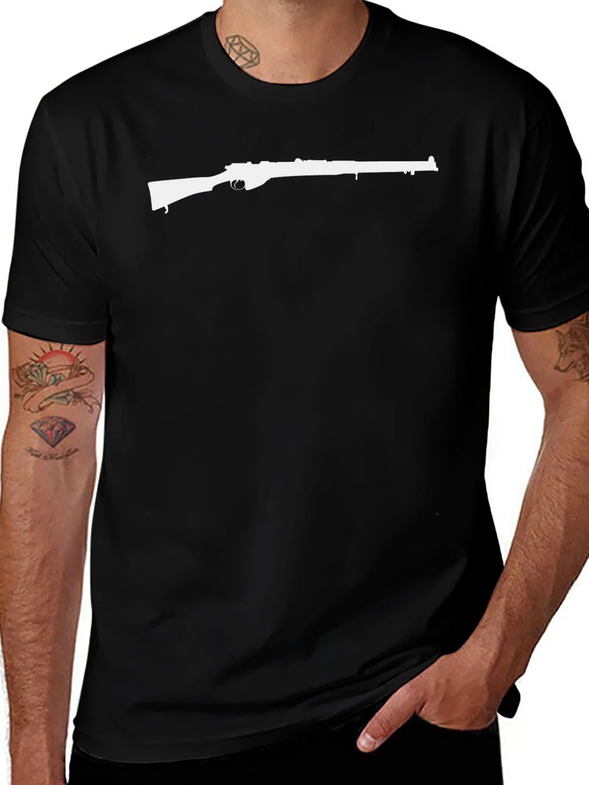 Rifle Graphic Tee - Black Cotton T-Shirt product image 1