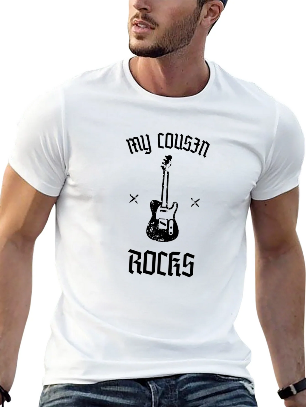 My Cousin Rocks Guitar T-Shirt - Black product image 12