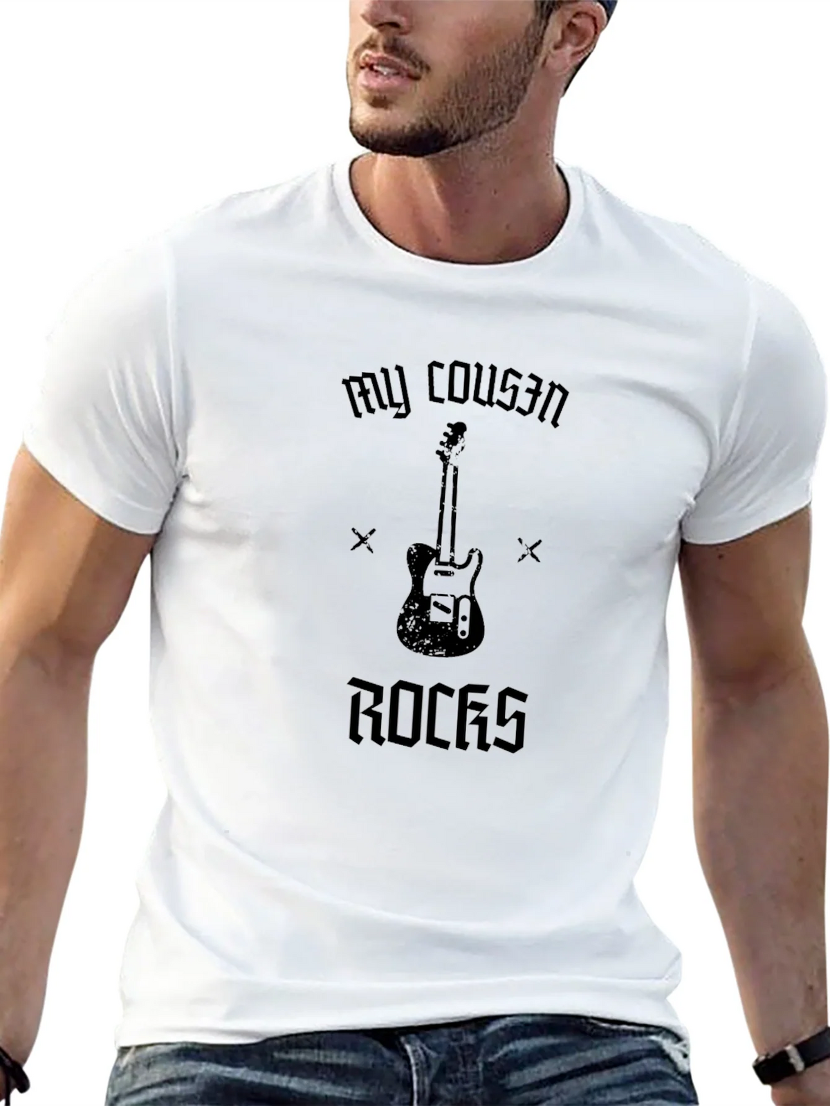 My Cousin Rocks Guitar T-Shirt - Black product image 12