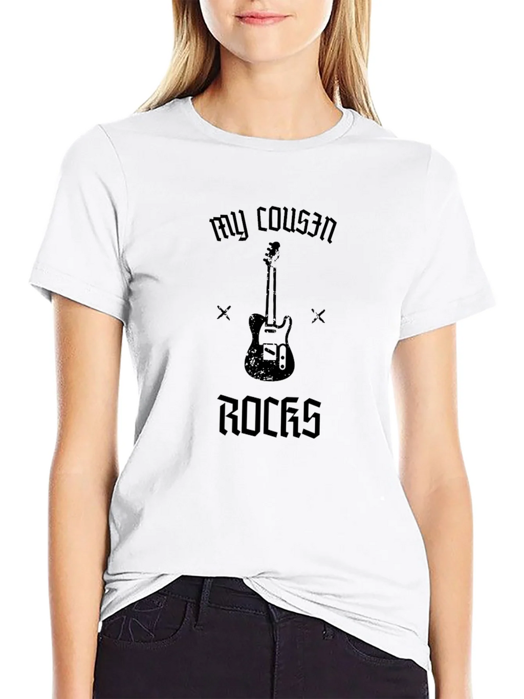 My Cousin Rocks Guitar T-Shirt - Black product image 8