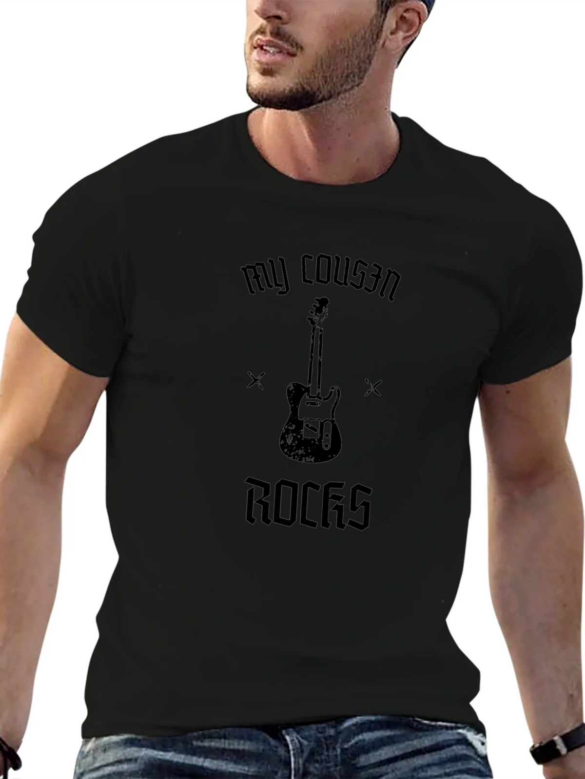 My Cousin Rocks Guitar T-Shirt - Black product image 6