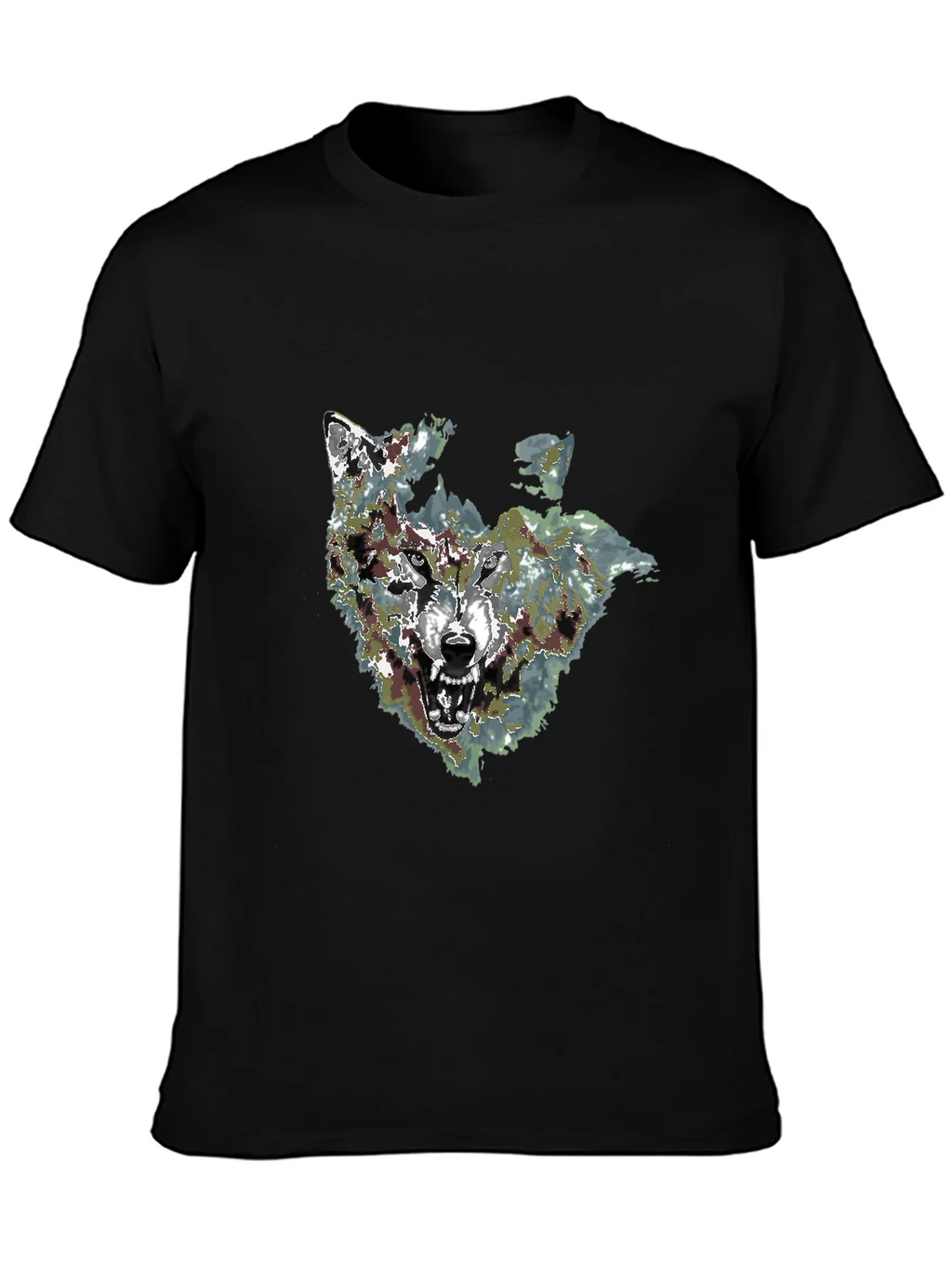 Mens Black Wolf Graphic Print T-Shirt product image 3