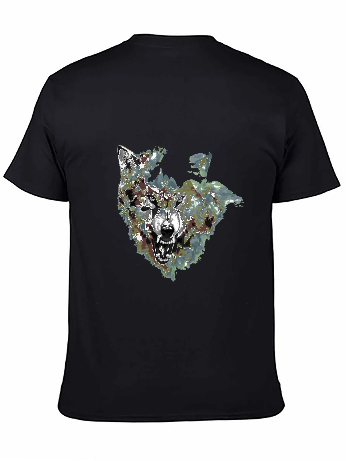 Mens Black Wolf Graphic Print T-Shirt product image 4