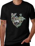 Mens Black Wolf Graphic Print T-Shirt product image 1
